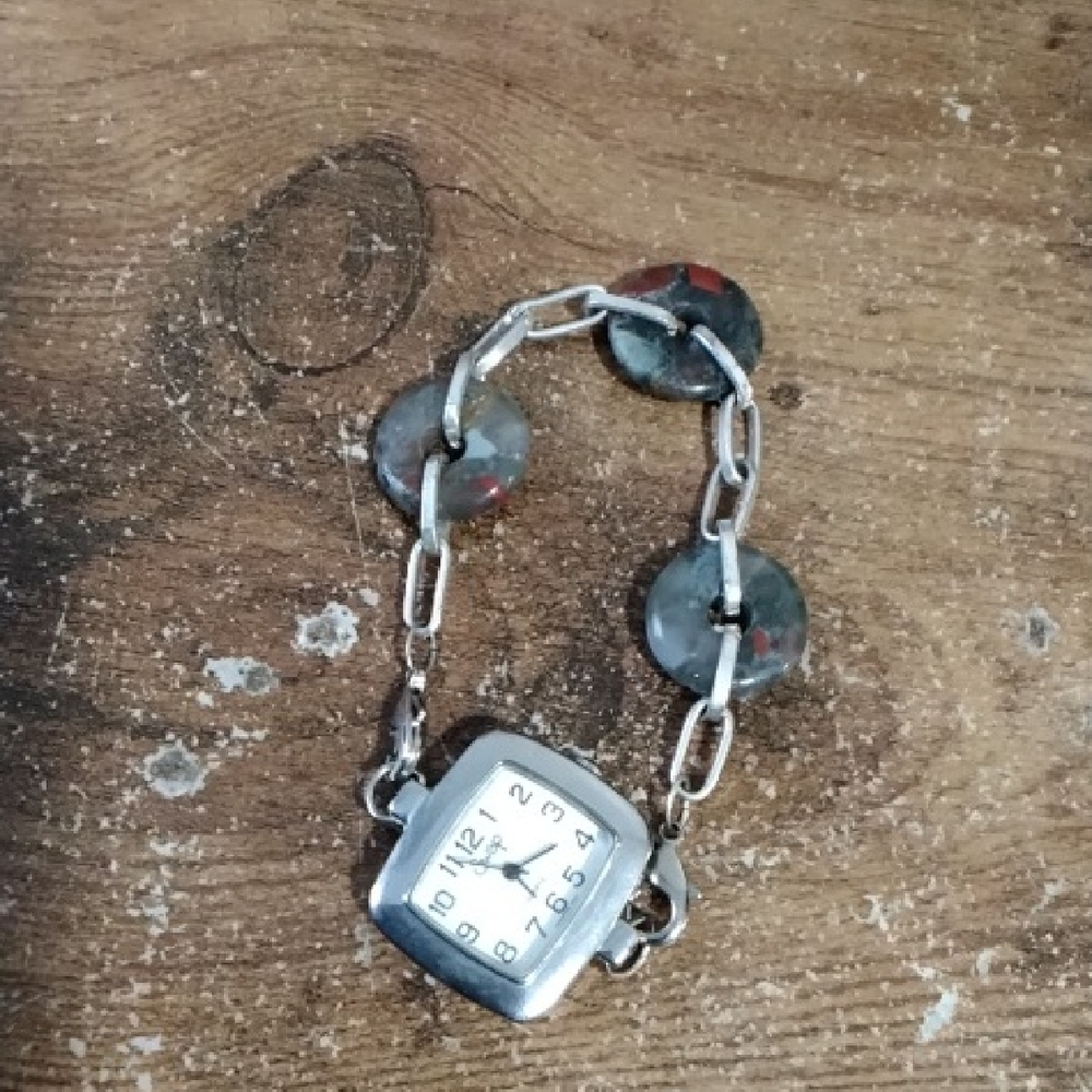Silver and Black Chain Link Watch